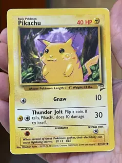 POKEMON PIKACHU 87/130 COMMON BASE SET 2 MP CARD - Image 1