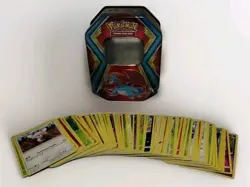 Pokemon Trading Card Game Tin with Assorted Lot of 100 cards 2012 - 2020 - Image 1