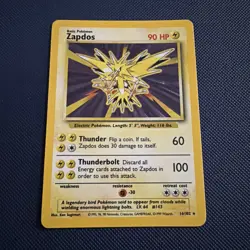 Pokemon TCG Zapdos Holo Rare Card 16/102 Base Set 1999 WOTC MP Condition - Image 1