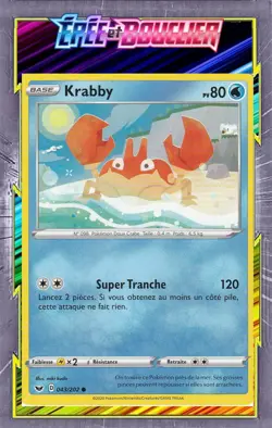 Krabby - EB01:Epee et Bouclier - 043/202 - Carte Pokemon Neuve Francaise - Image 1