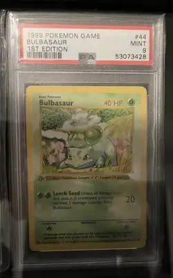 Pokemon Bulbasaur Base Set 44/102 Regular 1st Edition Common PSA 9 - Image 1
