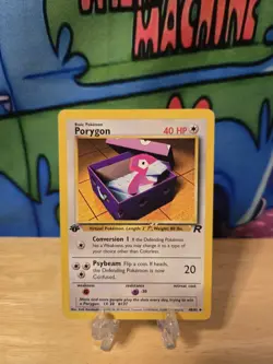 PORYGON 48/82 - 1ST EDITION - Team Rocket - VINTAGE WOTC Pokemon Card LP W LDR - Image 1