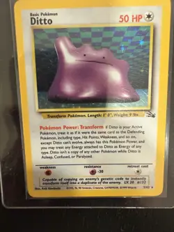 Pokemon TCG Ditto Fossil Holo Rare Card 3/62 LP - Image 2