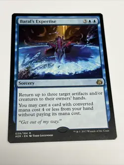 Mtg Misprint Missing Stamp Error Baral’s Expertise Blue Rare Sorcery - Image 1