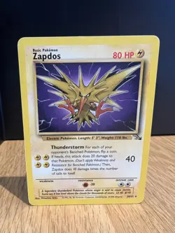 Zapdos Fossil Set 30/62 Excellent Rare Non Holo Pokemon Card 1999 - Image 1