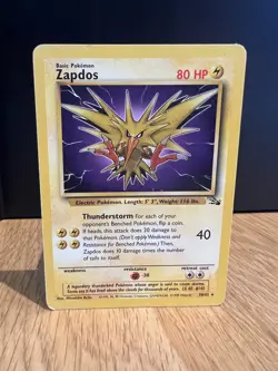 Zapdos Fossil Set 30/62 Excellent Rare Non Holo Pokemon Card 1999 - Image 3