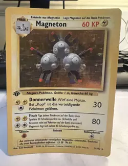 Magneton 1st Edition Base Set 9/102 German 🇩🇪 Rare Holo Pokemon Good/Played - Image 1