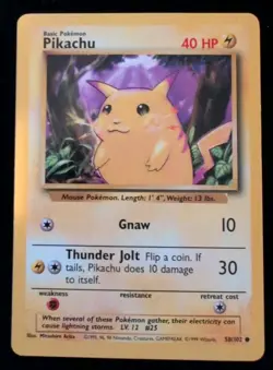 Pikachu 058/102 Base Set Regular Vintage Pokemon TCG Moderate Played WOTC 1999 - Image 1