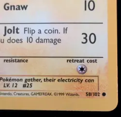 Pikachu 058/102 Base Set Regular Vintage Pokemon TCG Moderate Played WOTC 1999 - Image 4