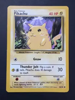 Pikachu 58/102 - Base Set - Common - Pokemon TCG - 1999 WOTC - Vintage LP - Image 1