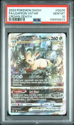 Pokemon Leafeon VSTAR GG35/GG70 2023 Crown Zenith Ultra Rare Card - PSA 10 - Image 1