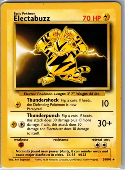 Electabuzz 20/102 Non Holo Base Set - Pokemon Card - LP - Image 1