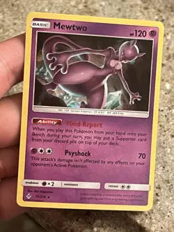 Mewtwo 75/214 2019 S&M Unbroken Bonds Pokemon Card Cracked Ice Holo Exclusive - Image 1