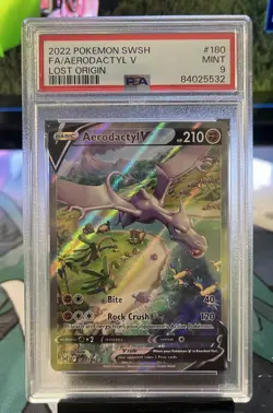 Aerodactyl V 180/196 Alternate Art Lost Origin PSA 9 Graded Pokemon TCG Card - Image 1
