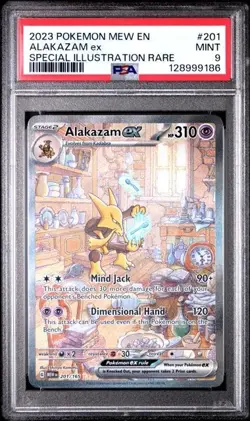 2023 POKEMON MEW EN-151 SPECIAL ILLUSTRATION RARE #201 ALAKAZAM EX PSA 9 - Image 1