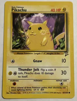 Pokemon TCG Pikachu Base Set 87/130 Regular Unlimited Common - Image 1