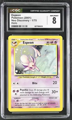 CGC 8 Espeon 2001 Neo Discovery 1/75 Holo Pokemon Card - Image 1