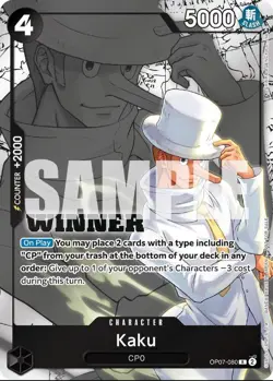 NM One Piece TCG Kaku (Winner Card) OP07-070 Promo - Image 1