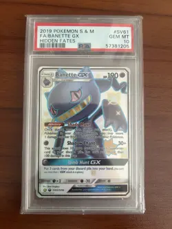 Banette GX PSA 10 Pokemon Card - SV61/SV94 Sun & Moon Hidden Fates Set - Image 1