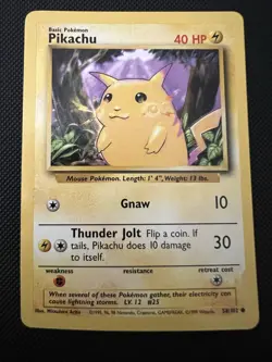 Pokemon Pikachu TCG Base Set Unlimited Common Card 58/102 - Image 1