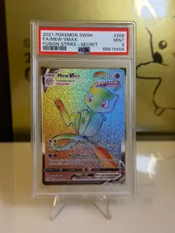 2021 Pokemon Mew VMAX Rainbow Secret Rare 268/264 PSA 9 Mint Fusion Strike - Image 1