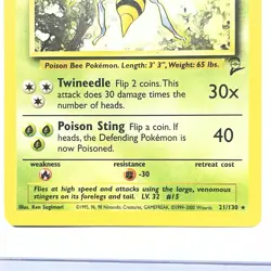 Beedrill 21/130 Base Set 2 WOTC 1999 Pokemon NM Never Played Vintage - Image 4