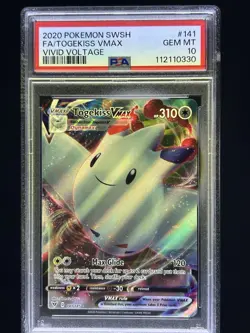 2020 Pokemon Vivid Voltage 141/185 Full Art Togekiss VMAX PSA 10 Gem Mint - Image 1