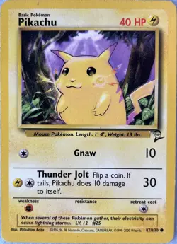 Pikachu 87/130 Base Set 2 Pokemon TCG Common Electric Non Holo Damage/Crease - Image 1