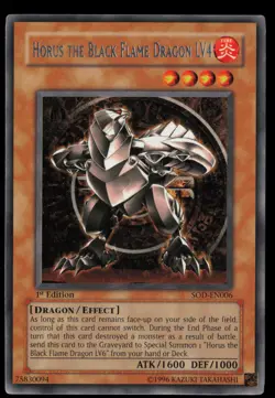 Yugioh Horus The Black Flame Dragon LV4 SOD-EN006 1st Edition Rare NM - Image 1