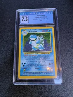 Pokemon Card Blastoise Base Set Rare Holo CGC 7.5 1999 2/102 Rare TCG - Image 1