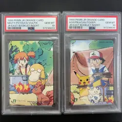 PSA 10 Pokemon Misty Psyduck Vulpix Ash Pikachu Togepi JR Orange Card 1999 - Image 1