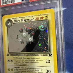 2000 Pokemon Team Rocket Dark Magneton 1st Edition Holo Rare #11 PSA 9 Fat Swirl - Image 2