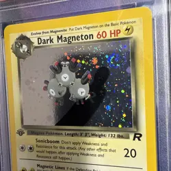 2000 Pokemon Team Rocket Dark Magneton 1st Edition Holo Rare #11 PSA 9 Fat Swirl - Image 3