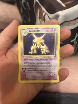 Pokemon TCG Alakazam Base Set 2 1/130 Holo Unlimited Holo Rare With Holo Swirl - Image 1