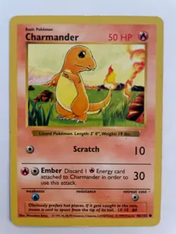 Shadowless Charmander 46/102 Base Set Rare Vintage Pokemon Card LP - Image 1