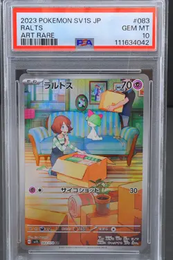 PSA 10 Ralts AR Art Rare 083 078 Japanese SV1S Scarlet ex Pokemon Card Game 2023 - Image 1