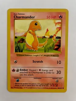 Shadowless Charmander 46/102 Base Set Rare Vintage Pokemon Card LP - Image 1
