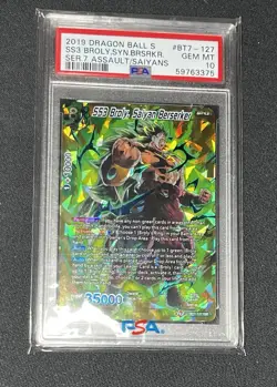 2019 Dragon Ball Super Card SS3 Broly #BT7-127 Foil Gold Stamp PSA 10 GEM MINT - Image 1