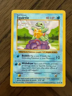 Squirtle 063/102 Base Set (Shadowless) Regular Pokemon TCG card - Image 1