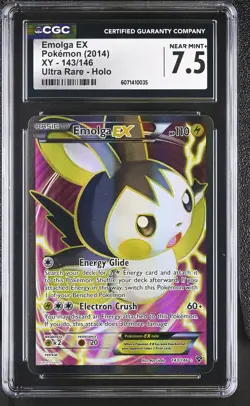 CGC 7.5 Emolga EX 2014 XY 143/146 Ultra Rare Holo Pokemon Card - Image 1