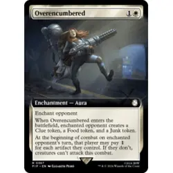 OVERENCUMBERED (EXTENDED ART) X4 Universes Beyond: Fallout Magic MTG MINT CARD - Image 1