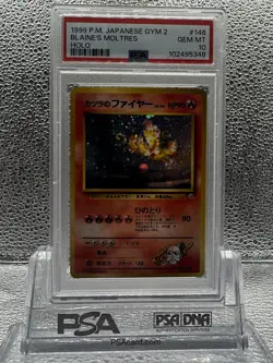 Pokemon PSA 10 Blaine’s Moltres Japanese Gym 2 Holo Rare - Image 1