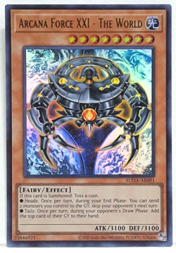 Yugioh Asian-English Arcana Force XXI - The World SUDA-AE091 Ultra Rare - Image 1