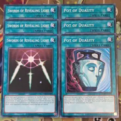 3 x LEDD-ENA25/A27 Swords of Revealing Light & Pot Of Duality UNL Ed YuGiOh Mint - Image 1