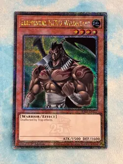 YUGIOH ELEMENTAL HERO WILDHEART QUARTER CENTURY SECRET RARE 1ST NM RA03-EN157 - Image 1