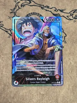 One Piece Card Game Silvers Rayleigh Alt Art OP12-001 Leader Rare NM English - Image 1