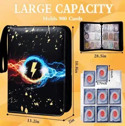 Pokemon Trading Card Binder Folder 9 Pocket, 50 Pages, 900 Pocket PU Leather - Image 2