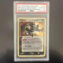 Greninja Gold Star SWSH144 Celebrations ETB Promo Pokemon Card PSA 10 - Image 1