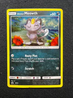 Alolan Meowth SM51 Sm Holo Black Star Promo Pokemon Card - Image 1