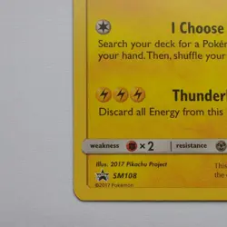 Pokemon TCG Ash's Pikachu Black Star Promo Card SM108 - Image 5